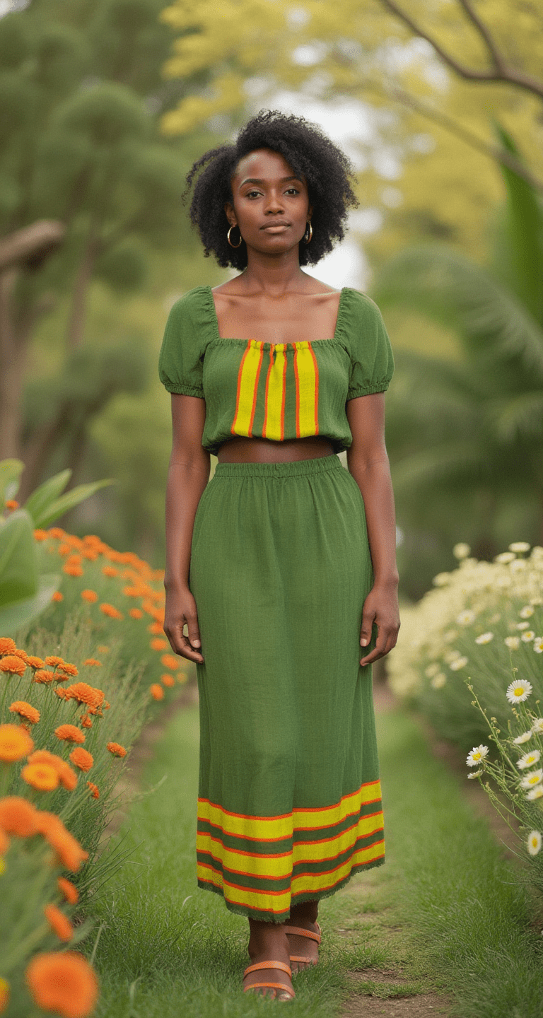 ShopYego Skirt Set Olive Green Hawi Skirt