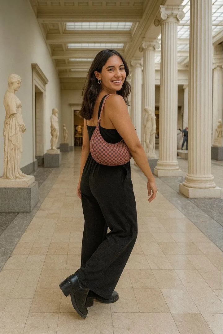 Bella Crescent Shoulder Bag- Garnet Desert Rose