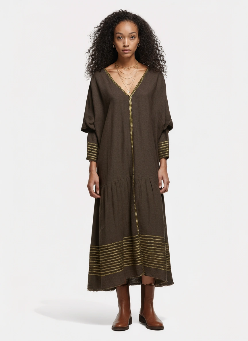 Roda Dress- Earthstone Gold