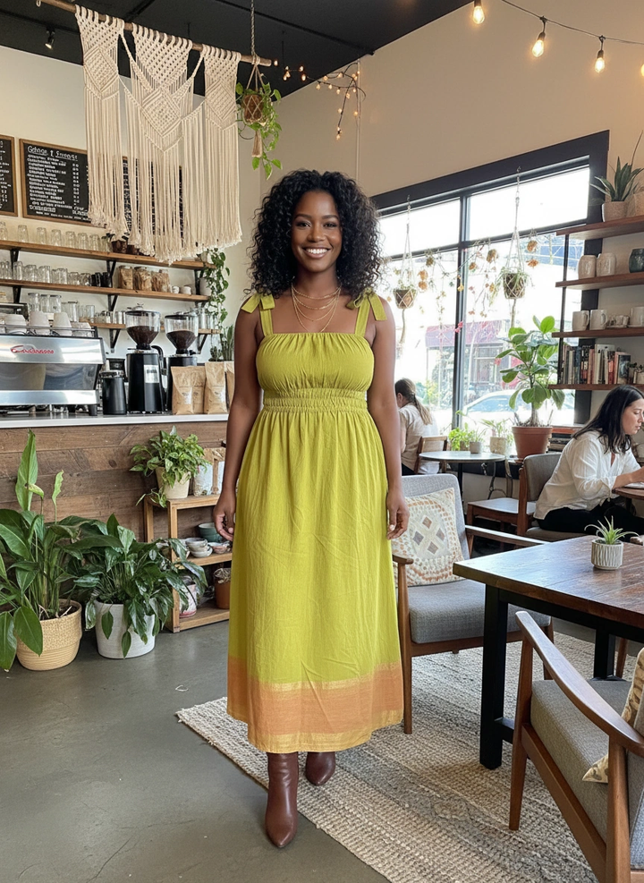 Rawhi Dress - Chartreuse Spark