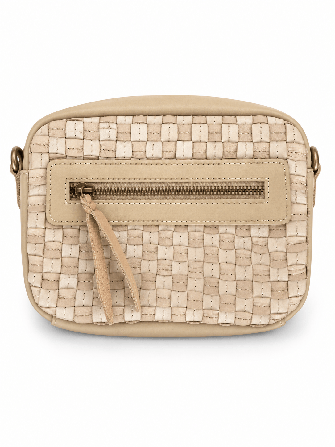 ShopYego Bags Dune Blanc Gode Handwoven Leather Mini Crossbody Camera Bag