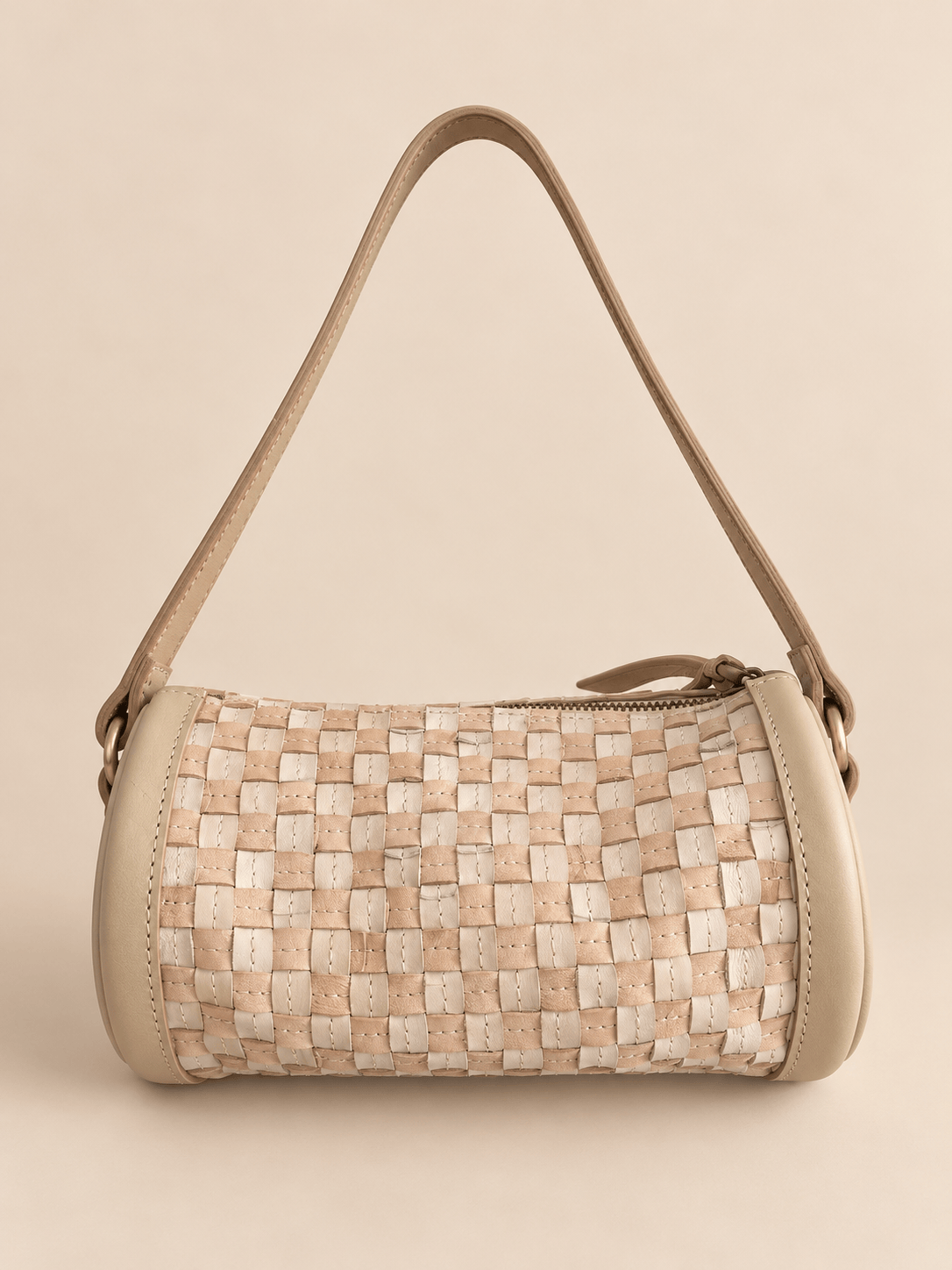 ShopYego Bags Dune Blanc Konso Handcrafted Leather Barrel Bag