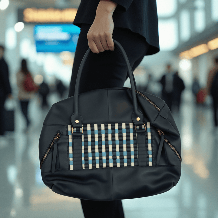 ShopYego Bags Ivory & Turquoise Goba Mini Duffel Bag