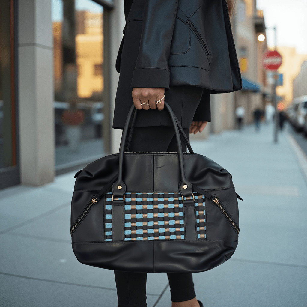 ShopYego Bags Onyx & Turquoise Goba Mini Duffel Bag