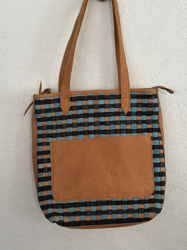 Jimma Tote Bag - Sand and Turquoise