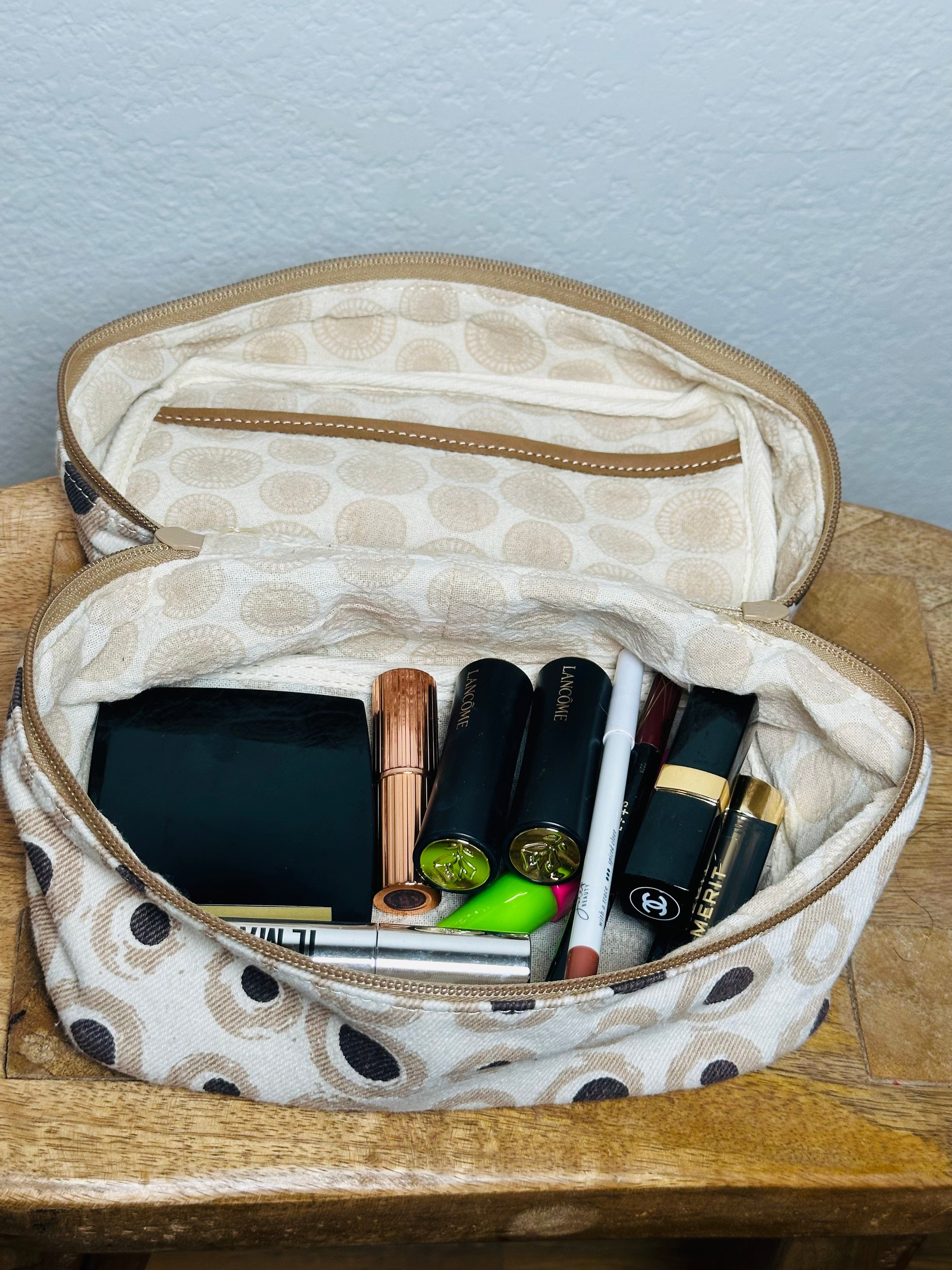 ShopYego Bags Tan Circles Alamata Makeup Bag