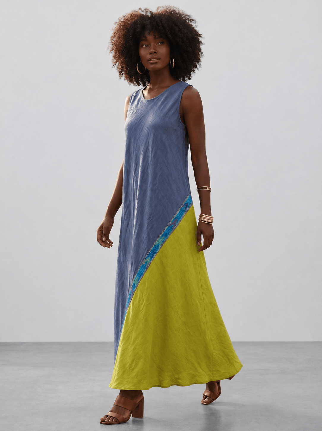 ShopYego Dress Color Naomi Dress - Blue Chartreuse