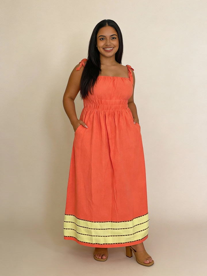 ShopYego Dress Color Rawhi Dress - Apricot Glow