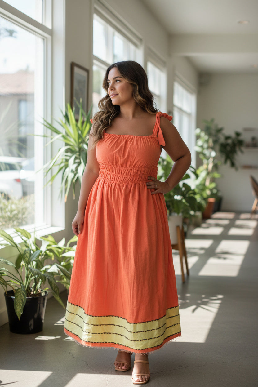 ShopYego Dress Color Rawhi Dress - Apricot Glow