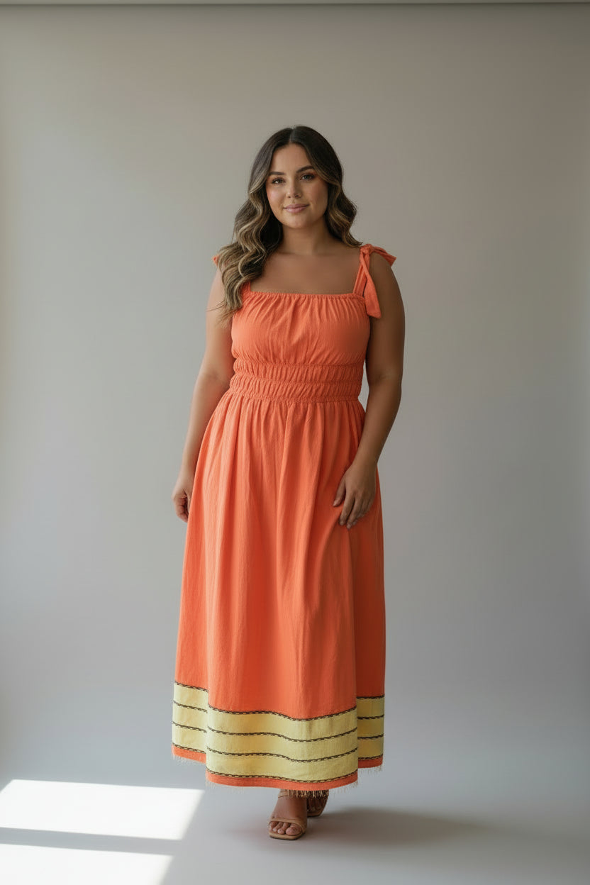 ShopYego Dress Color Rawhi Dress - Apricot Glow