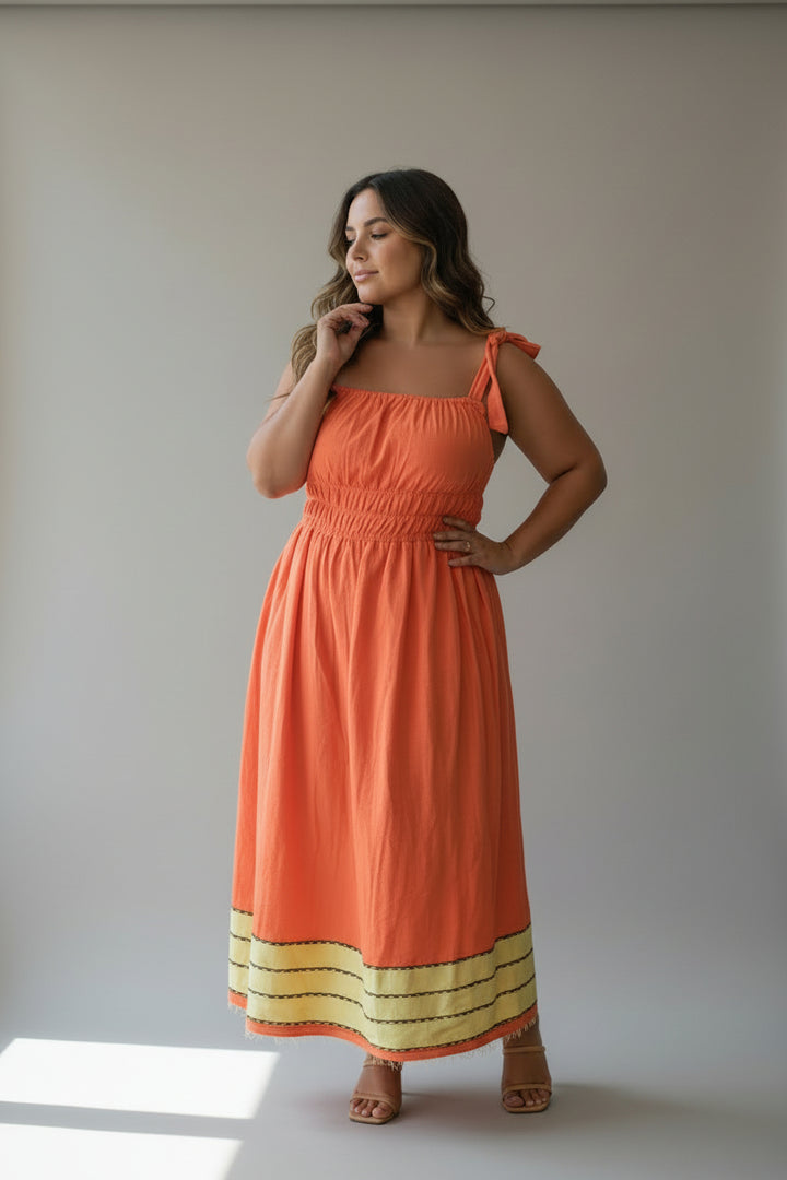 ShopYego Dress Color Rawhi Dress - Apricot Glow