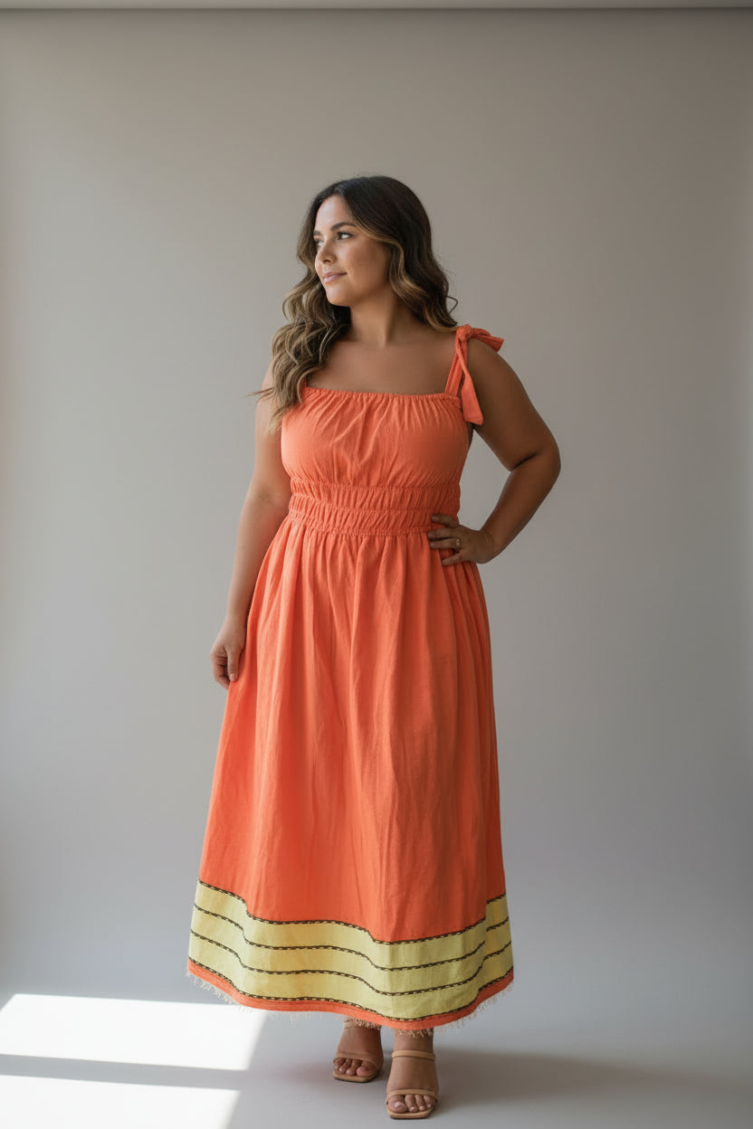 ShopYego Dress Color Rawhi Dress - Apricot Glow
