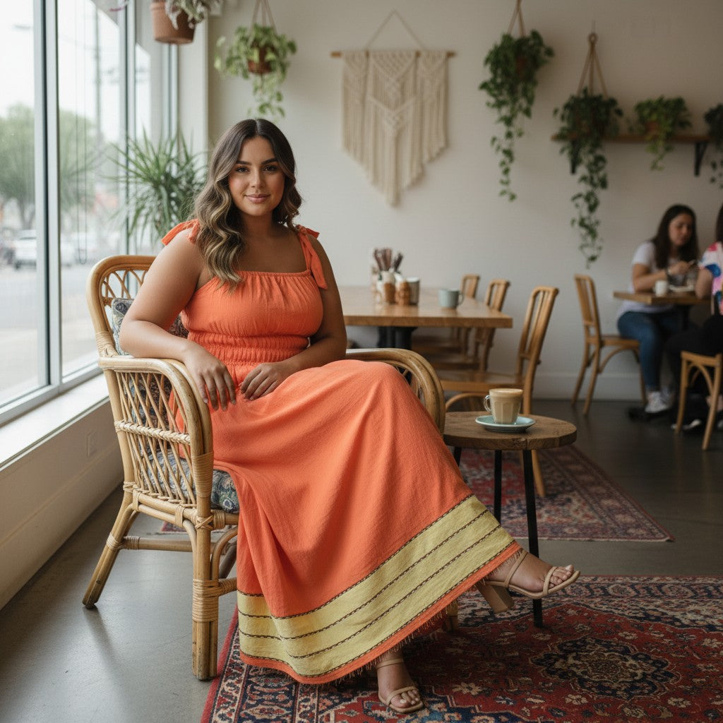 ShopYego Dress Color Rawhi Dress - Apricot Glow