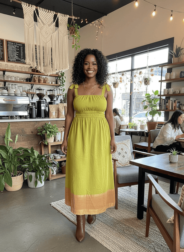 Rawhi Dress - Chartreuse Spark