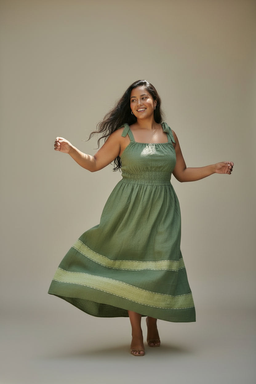 ShopYego Dress Color Rawhi Dress - Olive Glow