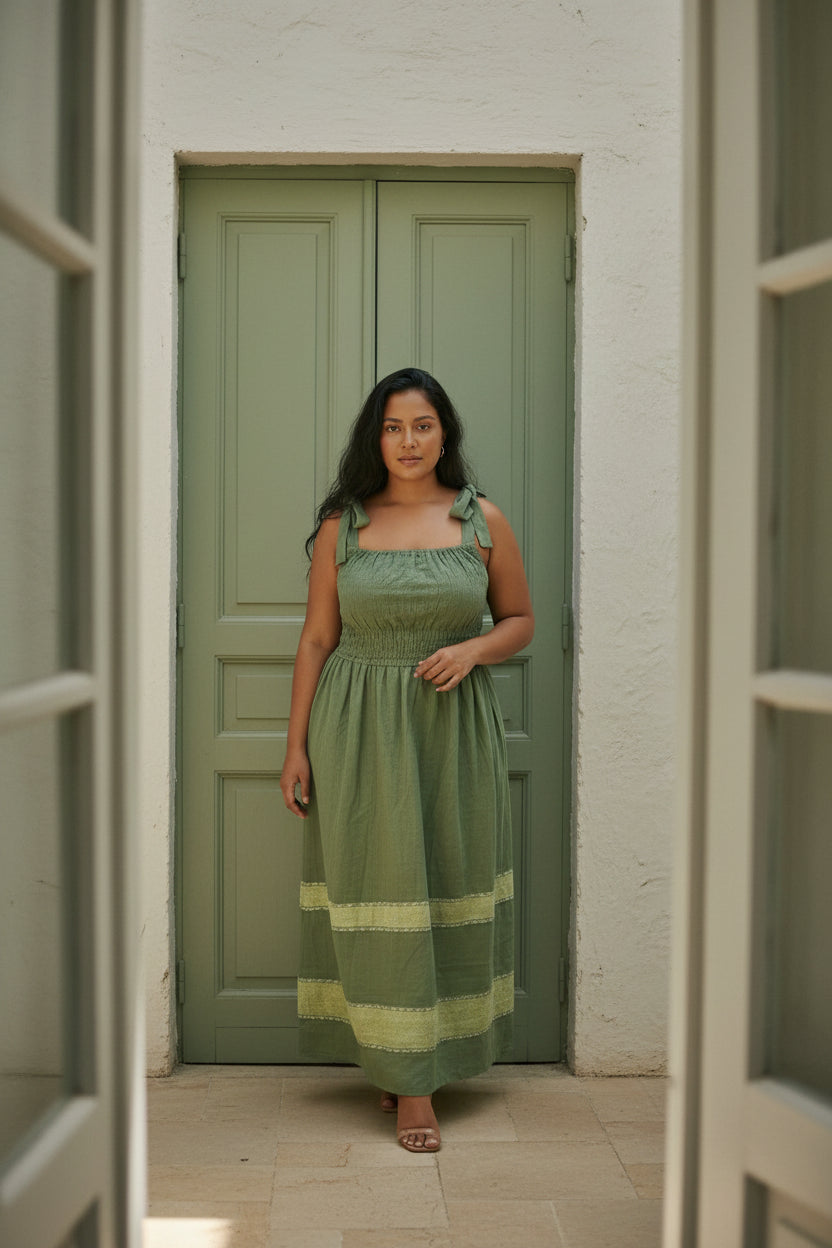 ShopYego Dress Color Rawhi Dress - Olive Glow