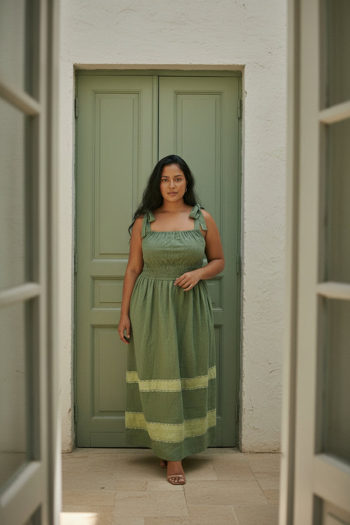 ShopYego Dress Color Rawhi Dress - Olive Glow