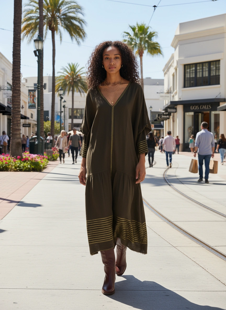 ShopYego Dress Color Roda Dress- Earthstone Gold