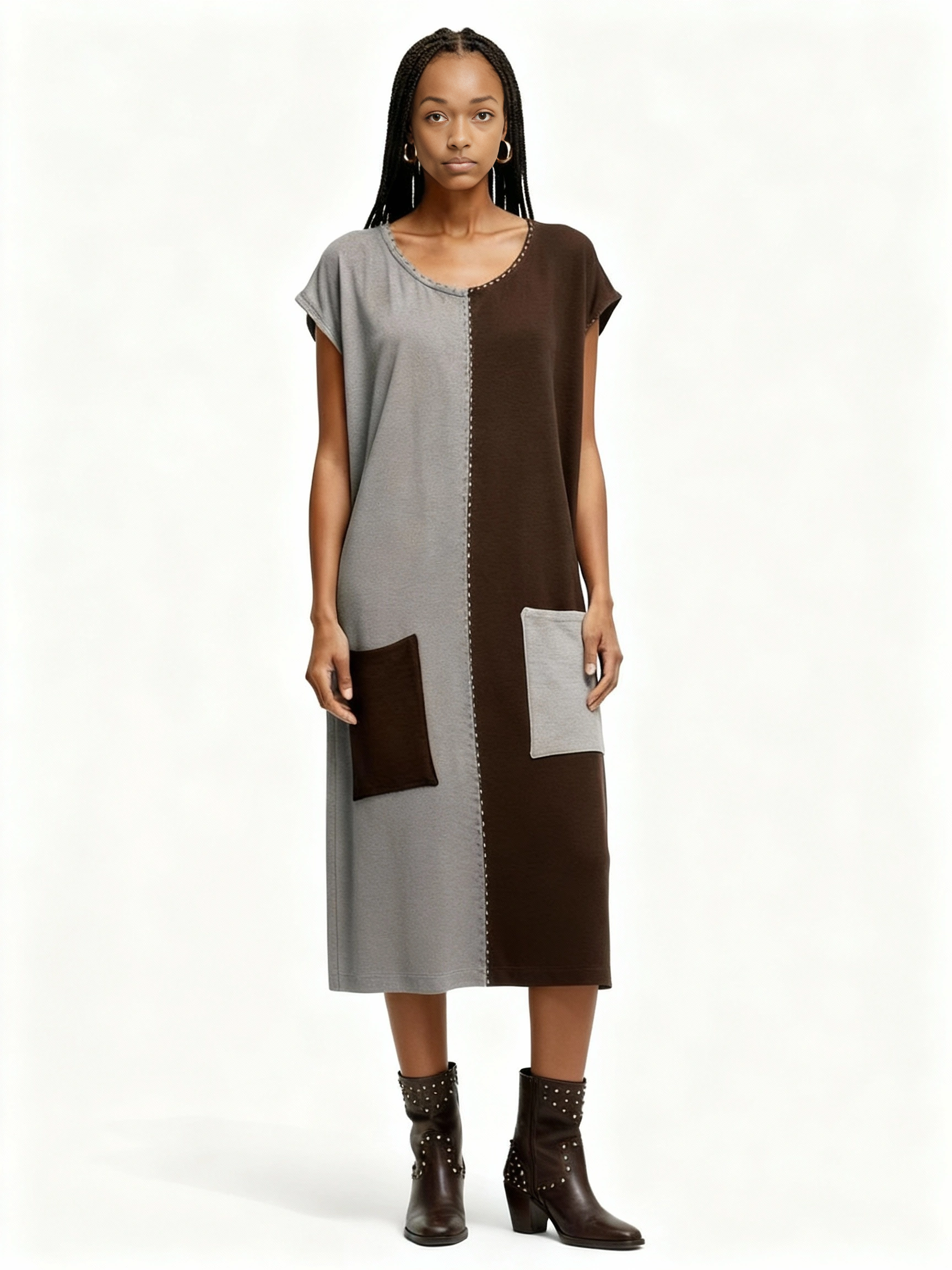 ShopYego Dress Color Sena Dress- Slate & Soil