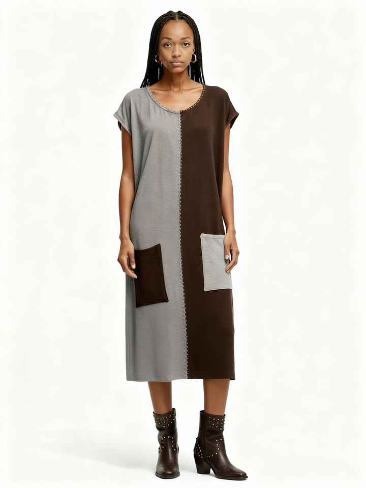 ShopYego Dress Color Sena Dress- Slate & Soil