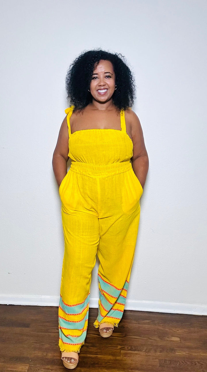 ShopYego Jumpsuits Sunshine & Turquoise Sebie Jumpsuit
