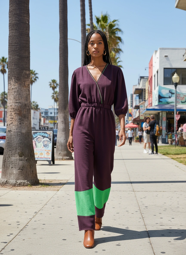 ShopYego Jumpsuits Wineberry Lime Mahlet Jumpsuit- Wineberry Lime