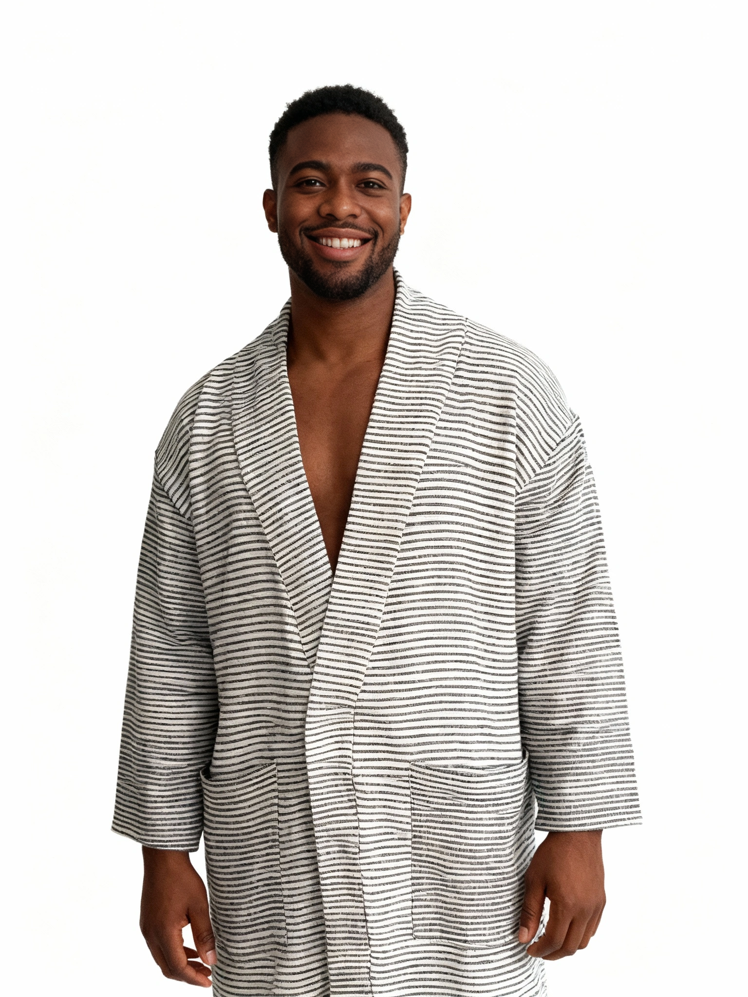 ShopYego Men's Tops Ink Stripes Zeki Long Cardi Ink Stripes