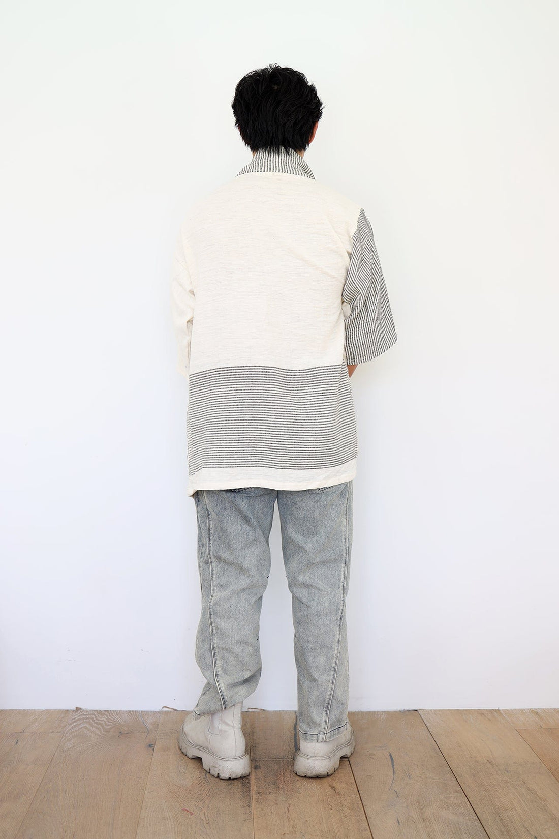 ShopYego Men's Tops Ivory and stripe Zelalem Cardi