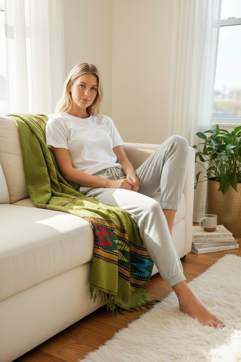 ShopYego Throw Acacia Green Behati Gabi Blanket- Acacia Green